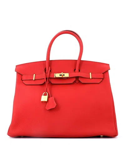 Pre-owned Pre-owned Hermes  Hermes Birkin 35 Handbag Red Togo With Gold Hardware In Vermillon