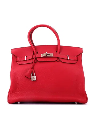 Pre-owned Pre-owned Hermes  Hermes Birkin 35 Handbag Red Vache Trekking With Palladium Hardware In Rouge Garance