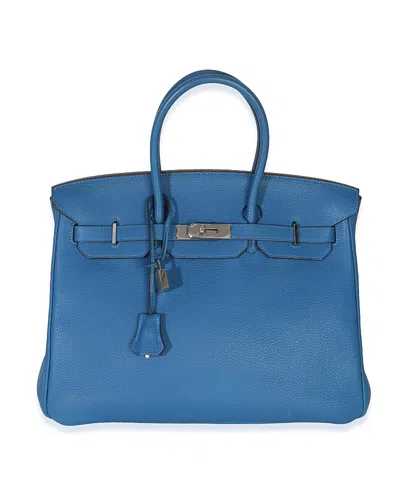 Pre-owned Pre-owned Hermes  Hermes Birkin 35 Leather Handbag In Blue