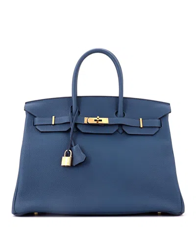 Pre-owned Pre-owned Hermes  Hermes Birkin 35 Togo Leather Gold Hardware Satchel In Deep Blue