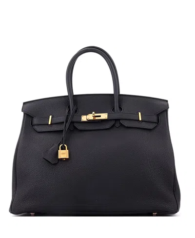 Pre-owned Pre-owned Hermes  Hermes Birkin 35 Togo Leather Rose Gold Tone Hardware Satchel In Noir