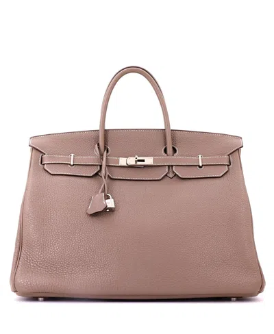 Pre-owned Pre-owned Hermes  Hermes Birkin 40 Handbag Grey Togo With Palladium Hardware In Etoupe