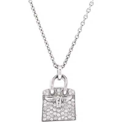 Pre-owned Hermes  Hermes Birkin Amulette Pendant Necklace 18k White Gold And Diamonds