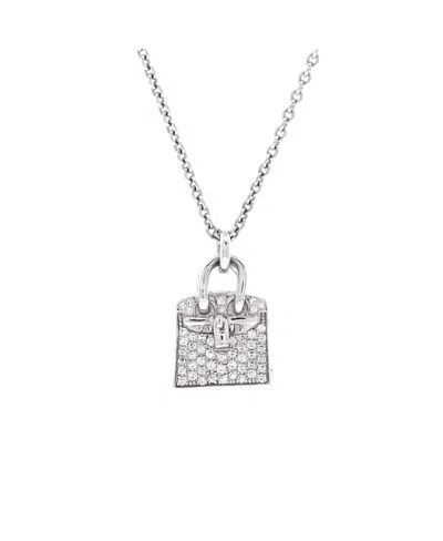 Pre-owned Pre-owned Hermes  Hermes Birkin Amulette Pendant Necklace 18k White Gold And Diamonds, 15.5