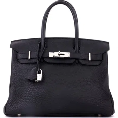 Pre-owned Hermes  Hermes Birkin Handbag Black Clemence With Palladium Hardware 30