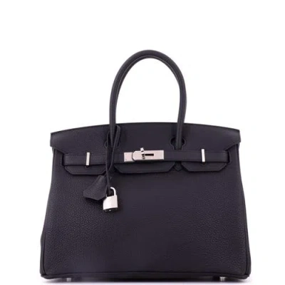 Pre-owned Hermes  Hermes Birkin Handbag Black Togo With Palladium Hardware 30
