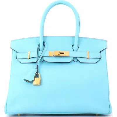Pre-owned Hermes  Hermes Birkin Handbag Blue Epsom With Gold Hardware 30