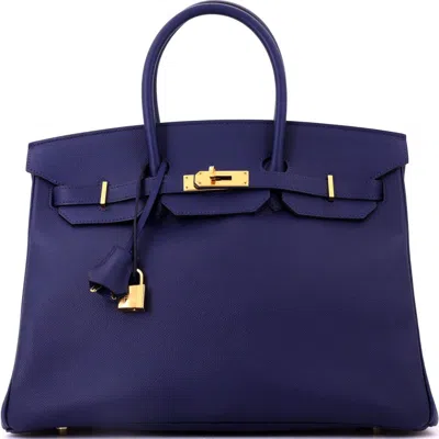 Pre-owned Hermes  Hermes Birkin Handbag Blue Epsom With Gold Hardware 35