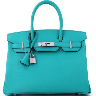 Pre-owned Hermes  Hermes Birkin Handbag Blue Epsom With Palladium Hardware 30