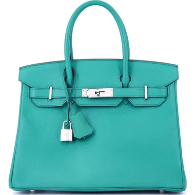 Pre-owned Hermes  Hermes Birkin Handbag Blue Epsom With Palladium Hardware 30
