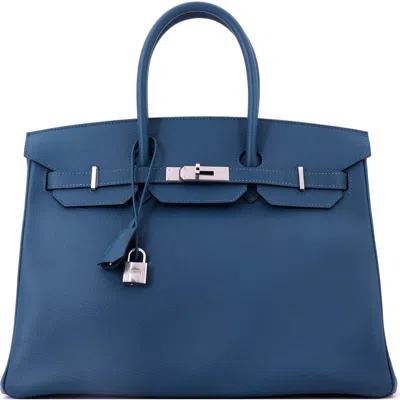 Pre-owned Hermes  Hermes Birkin Handbag Blue Epsom With Palladium Hardware 35