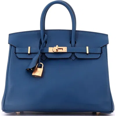 Pre-owned Hermes  Hermes Birkin Handbag Blue Swift With Gold Hardware 25