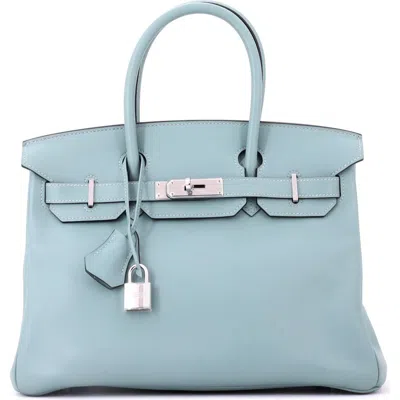 Pre-owned Hermes  Hermes Birkin Handbag Blue Swift With Palladium Hardware 30