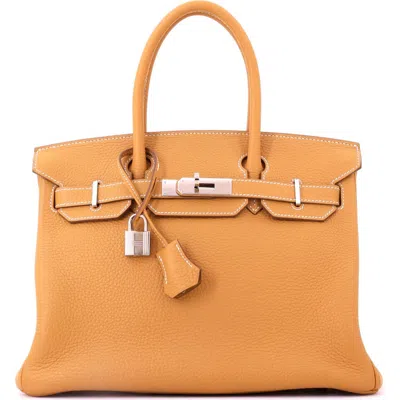 Pre-owned Hermes  Hermes Birkin Handbag Brown Clemence With Palladium Hardware 30