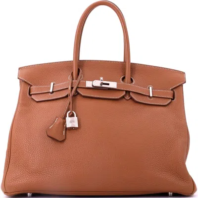 Pre-owned Hermes  Hermes Birkin Handbag Brown Clemence With Palladium Hardware 35