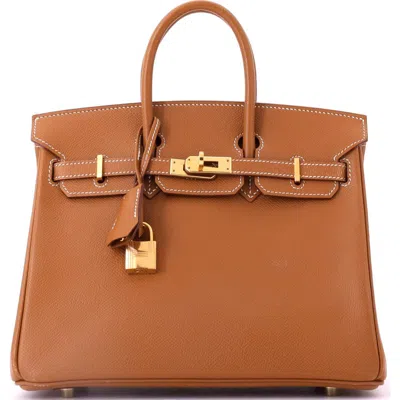 Pre-owned Hermes  Hermes Birkin Handbag Brown Epsom With Gold Hardware 25
