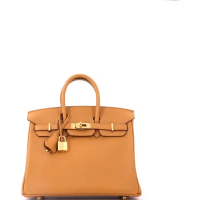 Pre-owned Hermes  Hermes Birkin Handbag Brown Swift With Gold Hardware 25