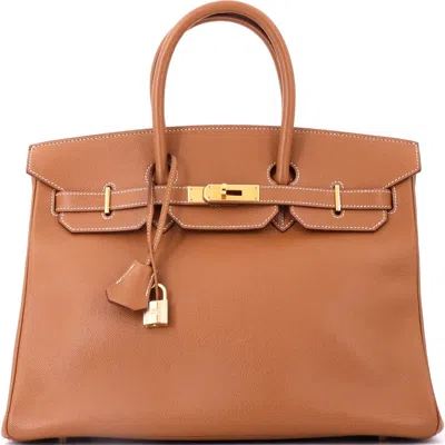 Pre-owned Hermes  Hermes Birkin Handbag Brown Veau Grain Lisse With Gold Hardware 35