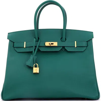 Pre-owned Hermes  Hermes Birkin Handbag Green Epsom With Gold Hardware 35