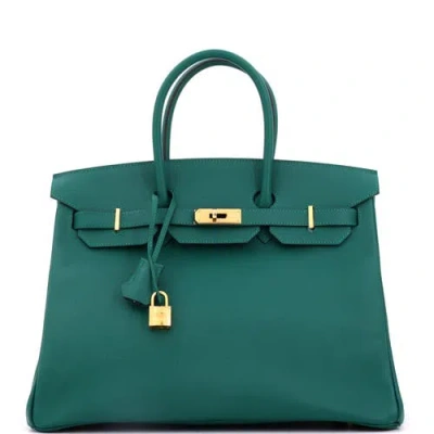 Pre-owned Hermes  Hermes Birkin Handbag Green Epsom With Gold Hardware 35