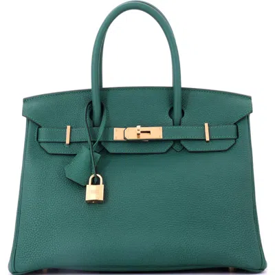 Pre-owned Hermes  Hermes Birkin Handbag Green Togo With Gold Hardware 30