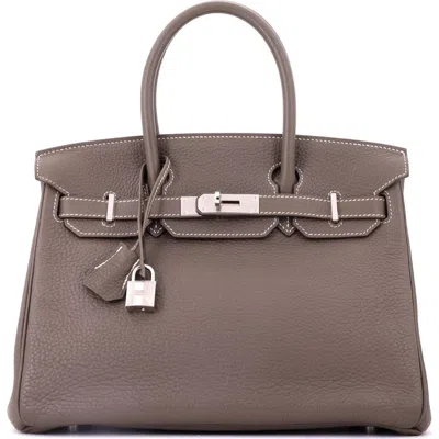 Pre-owned Hermes  Hermes Birkin Handbag Grey Clemence With Palladium Hardware 30 In Brown
