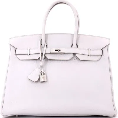 Pre-owned Hermes  Hermes Birkin Handbag Grey Clemence With Palladium Hardware 35 In Gray