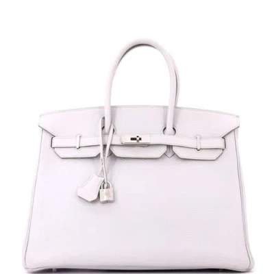 Pre-owned Hermes  Hermes Birkin Handbag Grey Clemence With Palladium Hardware 35 In Gray