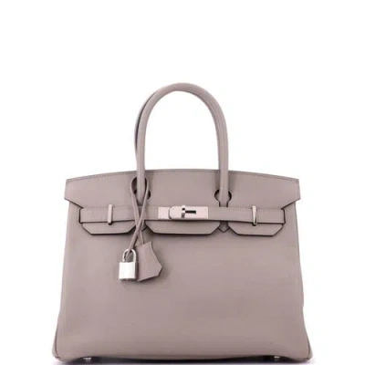 Pre-owned Hermes  Hermes Birkin Handbag Grey Epsom With Palladium Hardware 30 In Gray