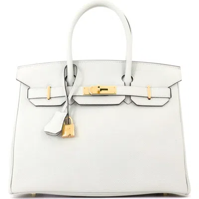 Pre-owned Hermes  Hermes Birkin Handbag Grey Togo With Gold Hardware 30 In White