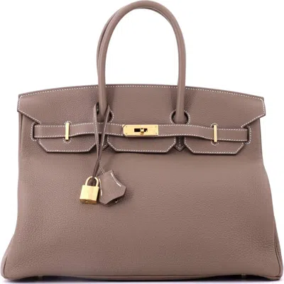 Pre-owned Hermes  Hermes Birkin Handbag Grey Togo With Gold Hardware 35 In Brown