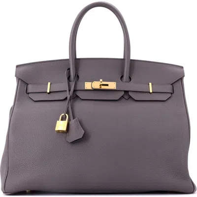 Pre-owned Hermes  Hermes Birkin Handbag Grey Togo With Gold Hardware 35 In Gray