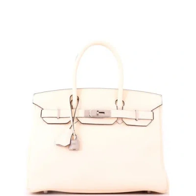 Pre-owned Hermes  Hermes Birkin Handbag Light Clemence With Palladium Hardware 30 In Red