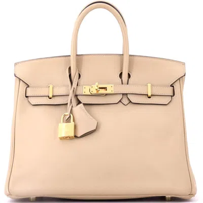 Pre-owned Hermes  Hermes Birkin Handbag Light Swift With Gold Hardware 25 In Brown