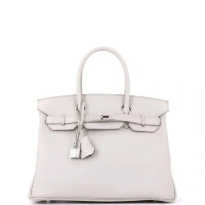 Pre-owned Hermes  Hermes Birkin Handbag Light Swift With Palladium Hardware 30 In White