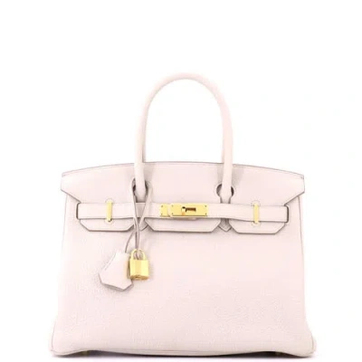 Pre-owned Hermes  Hermes Birkin Handbag Light Togo With Gold Hardware 30 In White