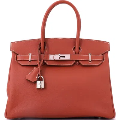 Pre-owned Hermes  Hermes Birkin Handbag Orange Epsom With Palladium Hardware 30 In Brown