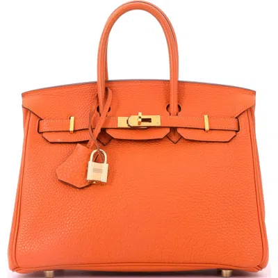 Pre-owned Hermes  Hermes Birkin Handbag Orange Togo With Gold Hardware 25