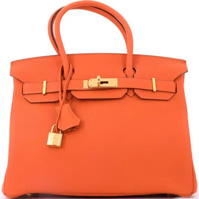 Pre-owned Hermes  Hermes Birkin Handbag Orange Togo With Gold Hardware 30