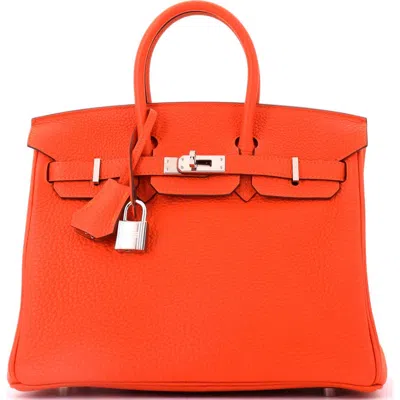 Pre-owned Hermes  Hermes Birkin Handbag Orange Togo With Palladium Hardware 25