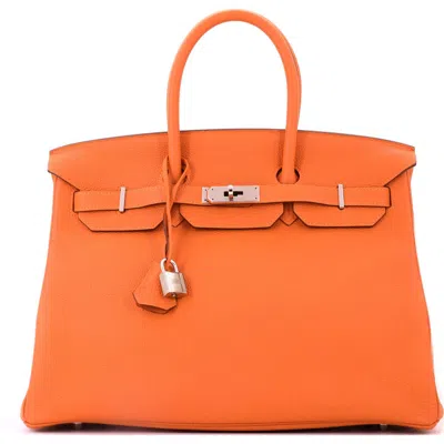Pre-owned Hermes  Hermes Birkin Handbag Orange Togo With Palladium Hardware 35