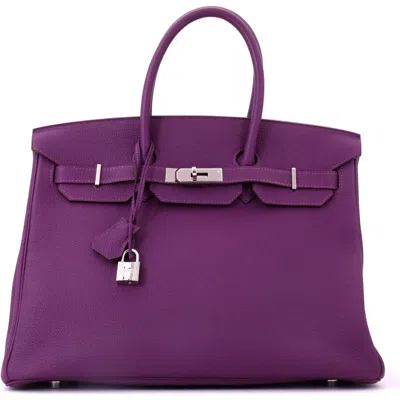 Pre-owned Hermes  Hermes Birkin Handbag Purple Togo With Palladium Hardware 35 In Pink