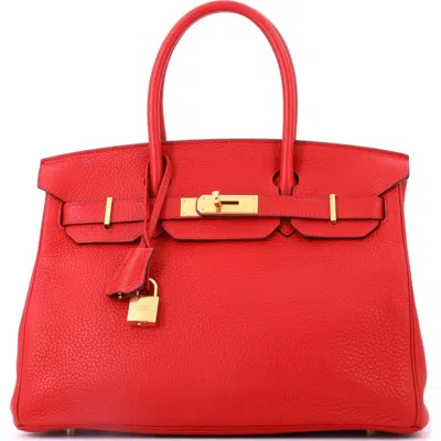 Pre-owned Hermes  Hermes Birkin Handbag Red Clemence With Gold Hardware 30