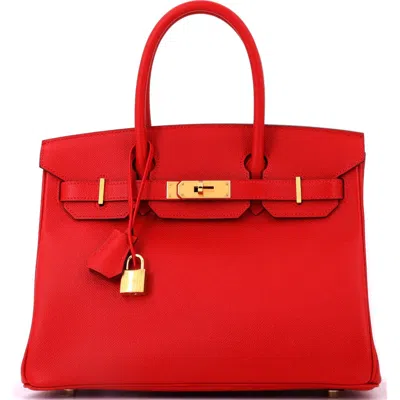 Pre-owned Hermes  Hermes Birkin Handbag Red Epsom With Gold Hardware 30