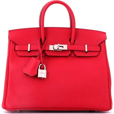 Pre-owned Hermes  Hermes Birkin Handbag Red Epsom With Palladium Hardware 25