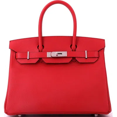Pre-owned Hermes  Hermes Birkin Handbag Red Epsom With Palladium Hardware 30