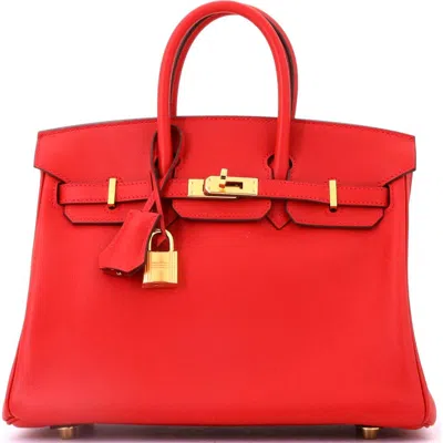 Pre-owned Hermes  Hermes Birkin Handbag Red Swift With Gold Hardware 25