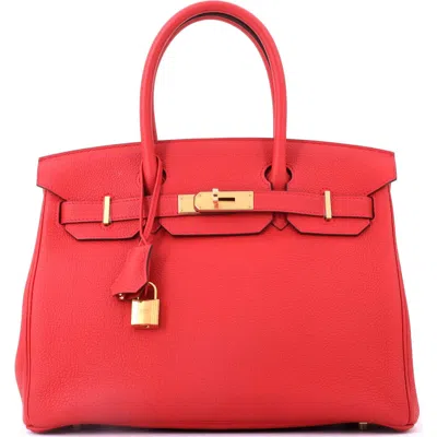 Pre-owned Hermes  Hermes Birkin Handbag Red Togo With Gold Hardware 30