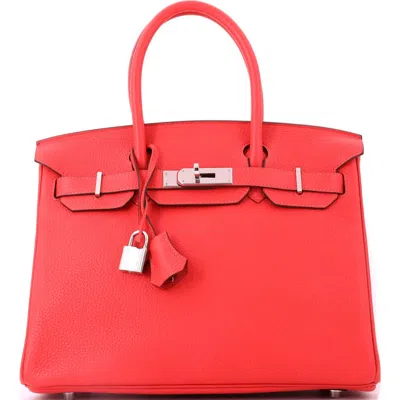 Pre-owned Hermes  Hermes Birkin Handbag Red Togo With Palladium Hardware 30