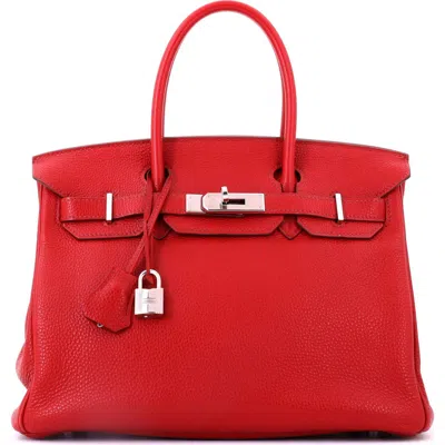 Pre-owned Hermes  Hermes Birkin Handbag Red Togo With Palladium Hardware 30